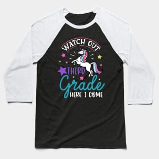 Watch Out 3rd grade Here I Come | Funny First Day of School Teacher Girls & Boys Baseball T-Shirt